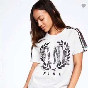 PINK White and Black Sequin Set